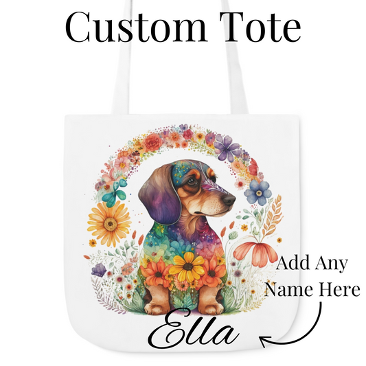 Customizable Tote Bag with Dog Name Dachshund Lovers Gift for Doxie Owners