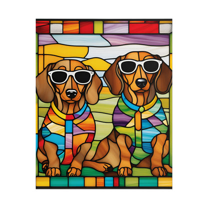 Stained Glass Print Dachshund Poster Dog Wall Art Animal Lover Blacklight Kids Room Decoration