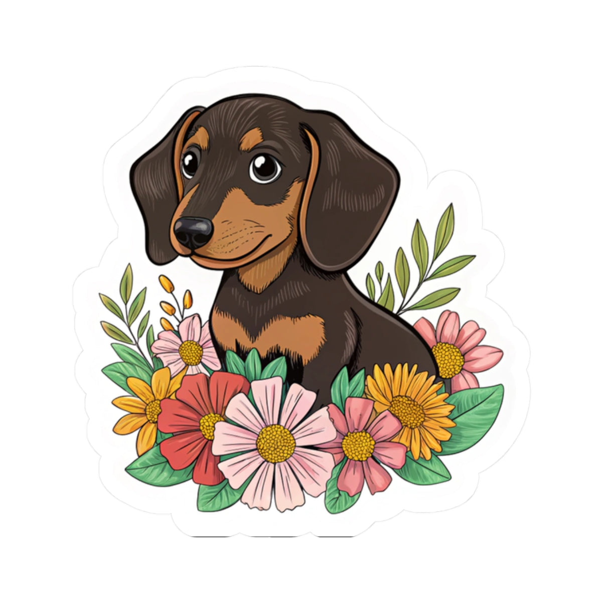 Dachshund Floral Kiss-Cut Stickers, Dog Lover Decor, Laptop Stickers