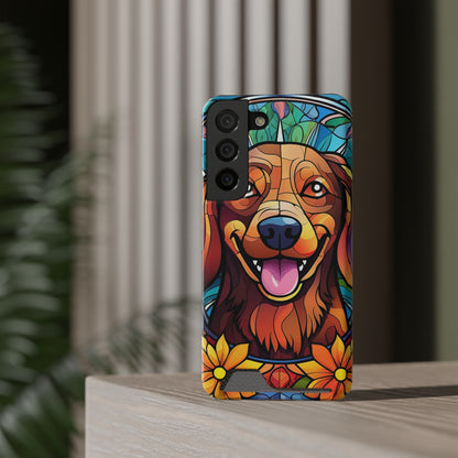 Stained Glass Dachshund Phone Case, Trendy Wallet Case for Dog Lovers, Cute Card Holder Cover