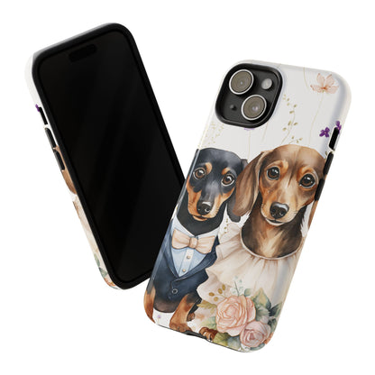 Wedding Dachshund Dog Phone Case - Bridal Gift Flower Girl Apple Pixel Galaxy
