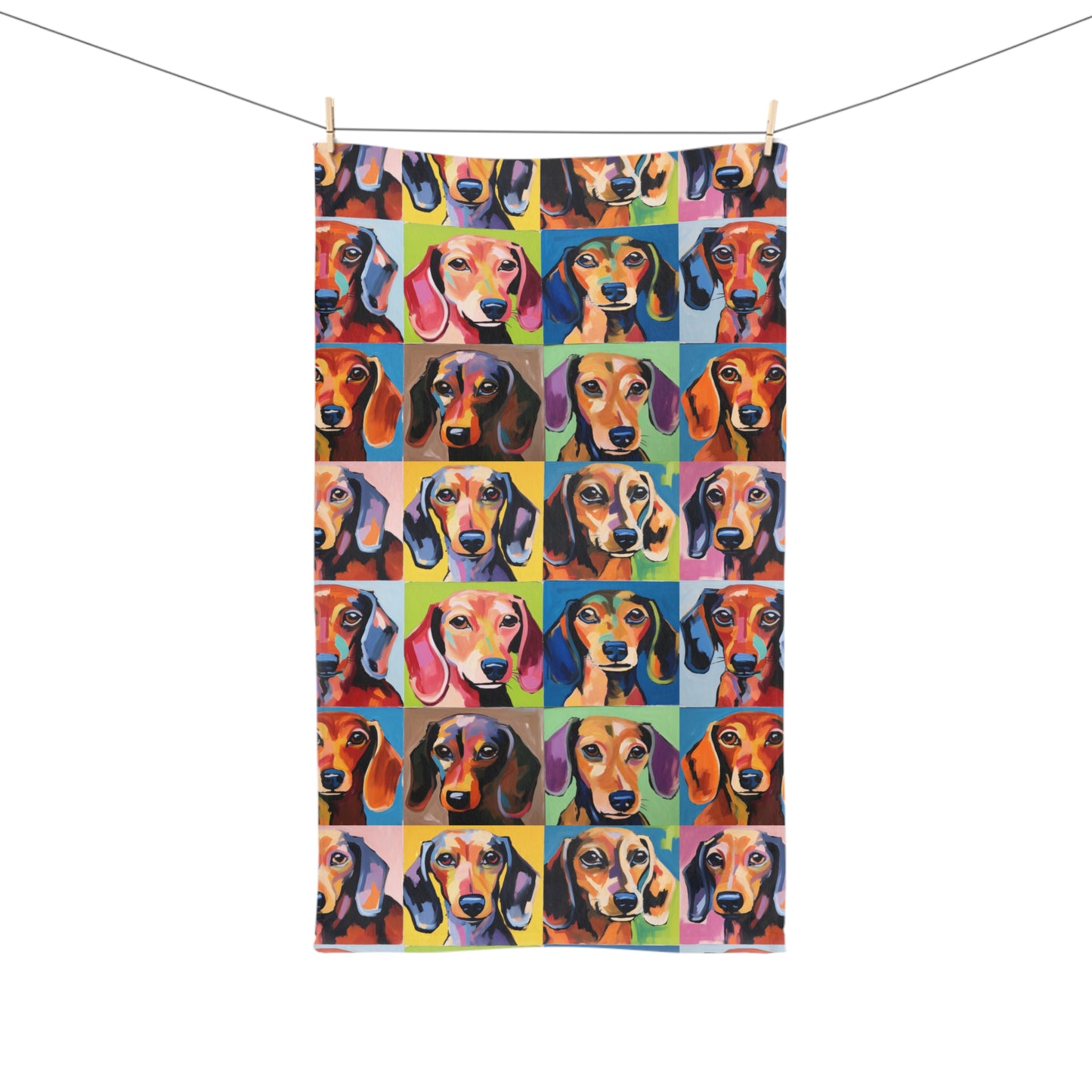 Dachshund Patterned Hand Towel, Cute Pet Bathroom Decor, Weiner Dog Tea Towel, Animal Lover Gift