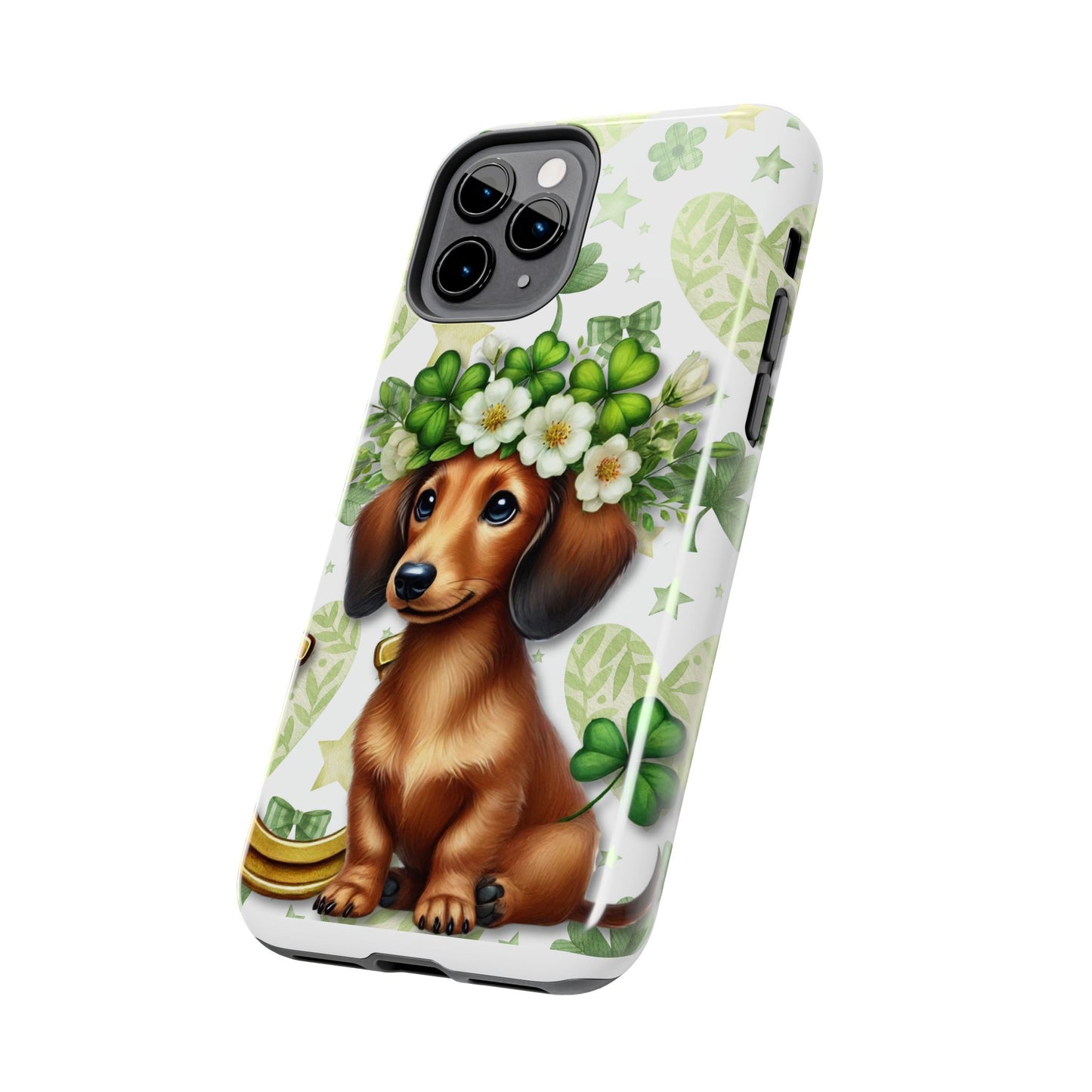 St Patricks Cute Dachshund Phone Case Dog Lover Gift Tough Phone Cover Patty