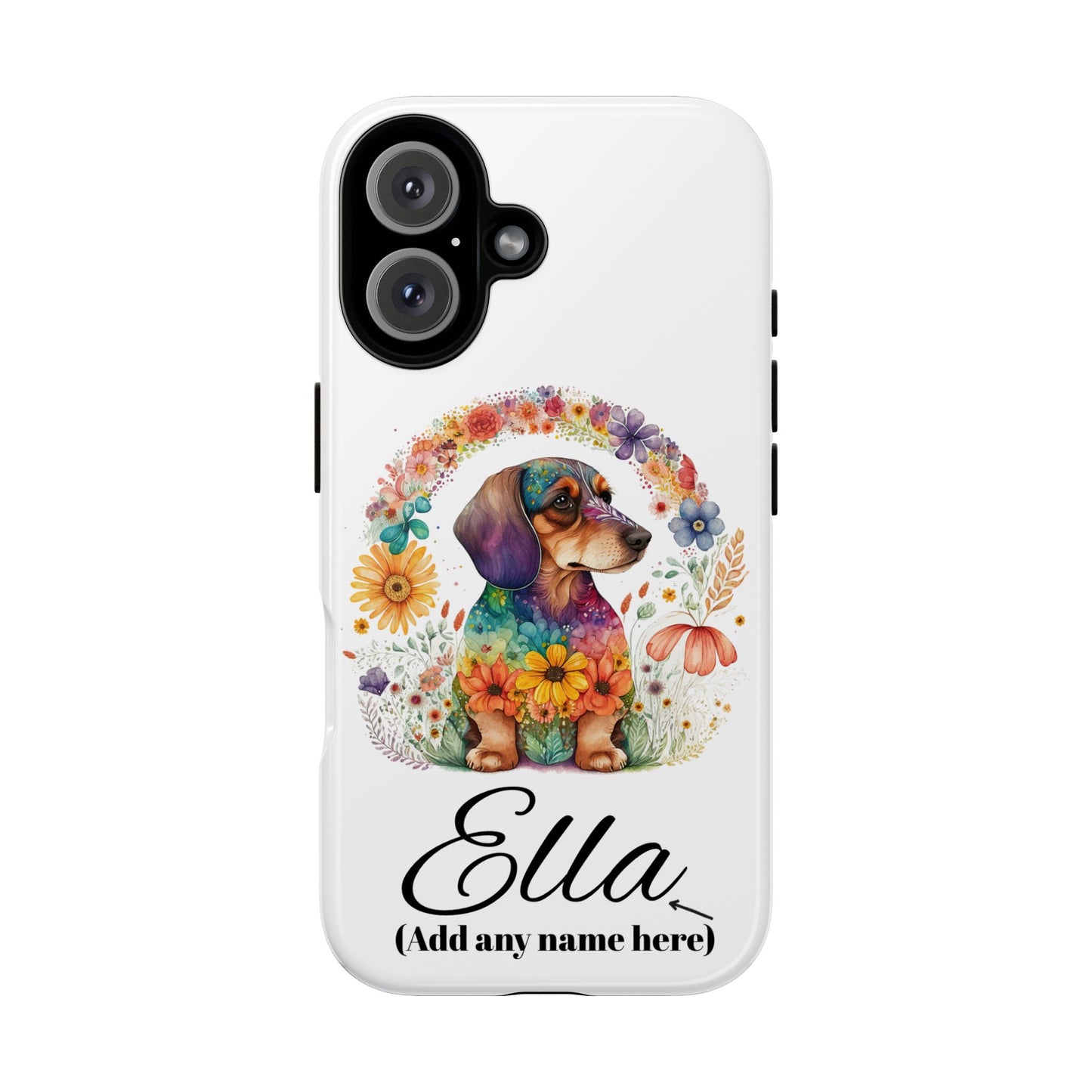 Personalized Dachshund Case for Pet Lovers Floral Phone Case Custom Name Phone