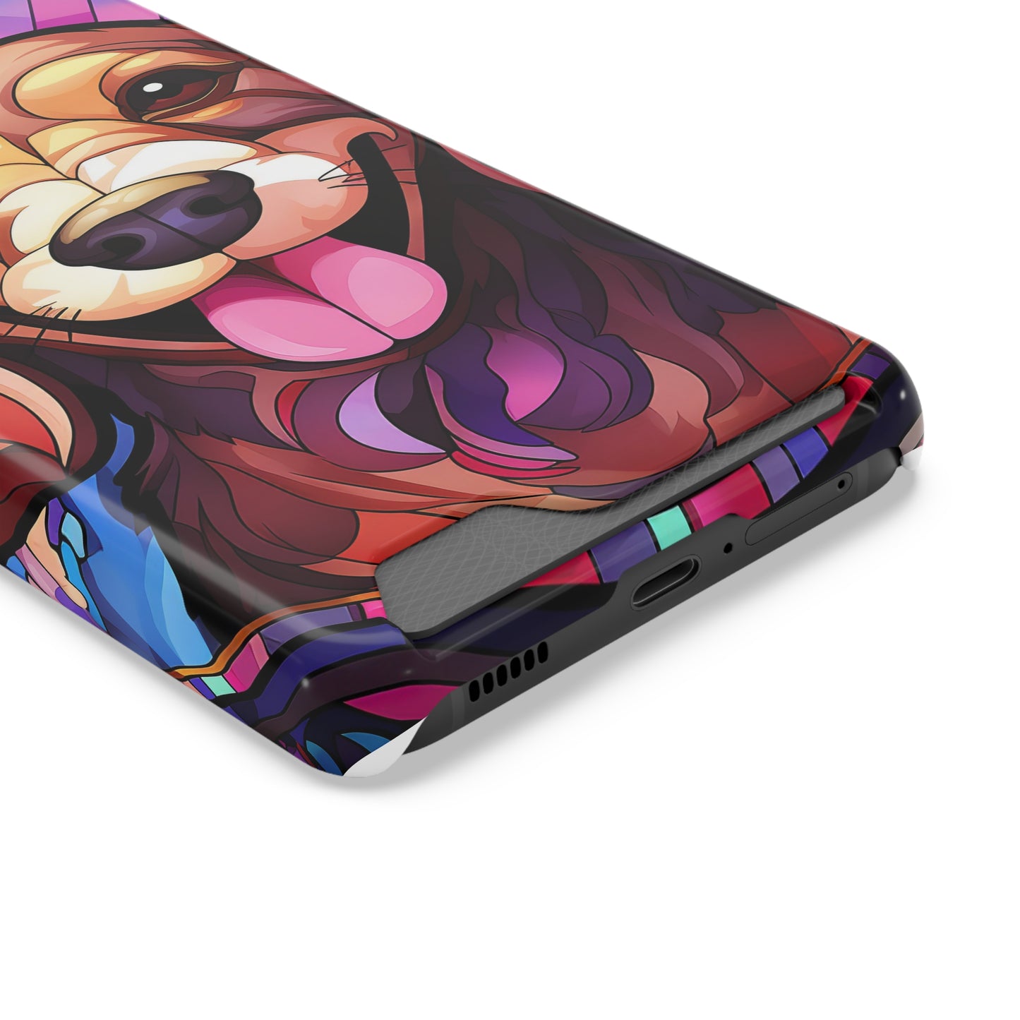 Stained Glass Dachshund Phone Case, Trendy Wallet Case for Dog Lovers, Cute Card Holder Cover