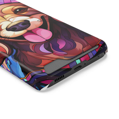 Stained Glass Dachshund Phone Case, Trendy Wallet Case for Dog Lovers, Cute Card Holder Cover