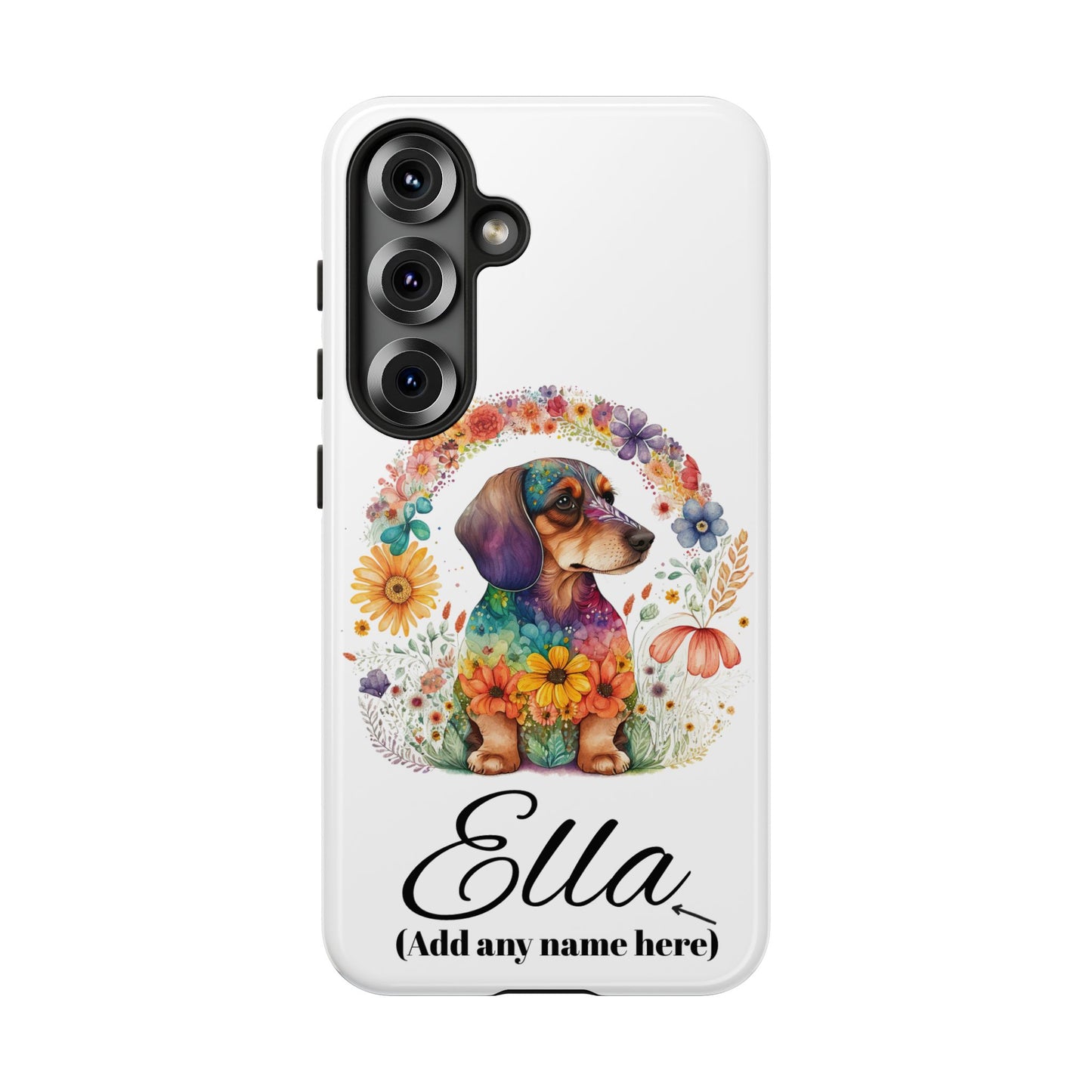 Personalized Dachshund Case for Pet Lovers Floral Phone Case Custom Name Phone