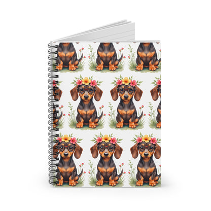 Fun Patterned Dachshund Spiral Notebook Pet Journal, Dog Lover Gift