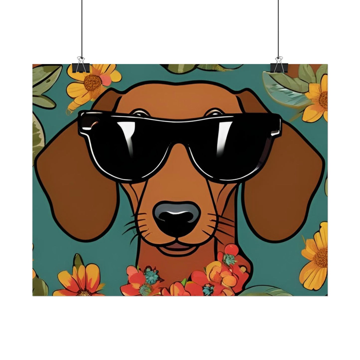 Dachshund Poster Dog Wall Art Animal Lover Game Room Decoration Weiner Dog Horizontal