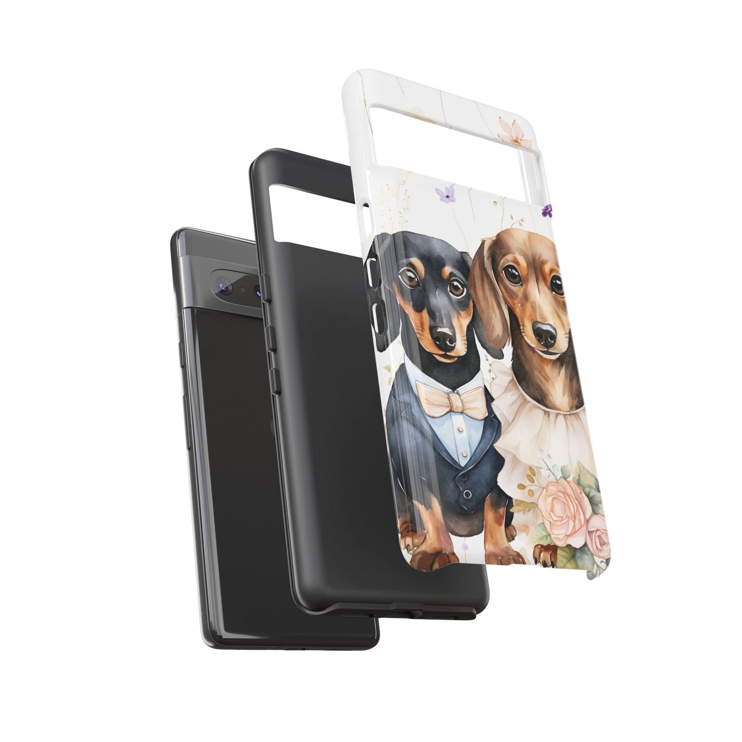 Wedding Dachshund Dog Phone Case - Bridal Gift Flower Girl Apple Pixel Galaxy