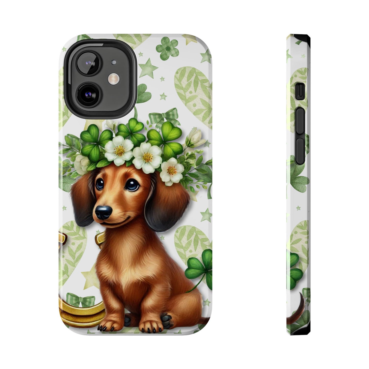 St Patricks Cute Dachshund Phone Case Dog Lover Gift Tough Phone Cover Patty