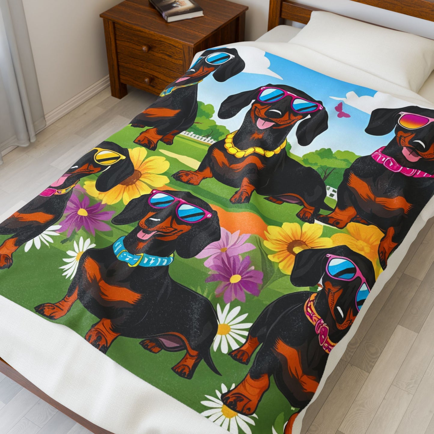 Vibrant Neon Dachshund Blanket, Cozy Throw, Dog Lover Gift, Animal Print Bedding, Weiner Dog