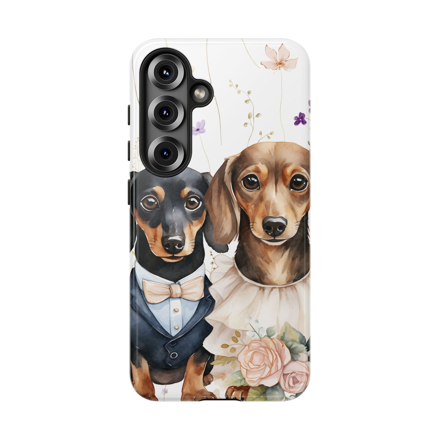 Wedding Dachshund Dog Phone Case - Bridal Gift Flower Girl Apple Pixel Galaxy