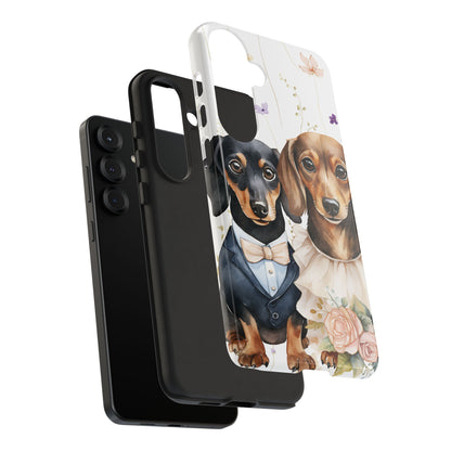 Wedding Dachshund Dog Phone Case - Bridal Gift Flower Girl Apple Pixel Galaxy