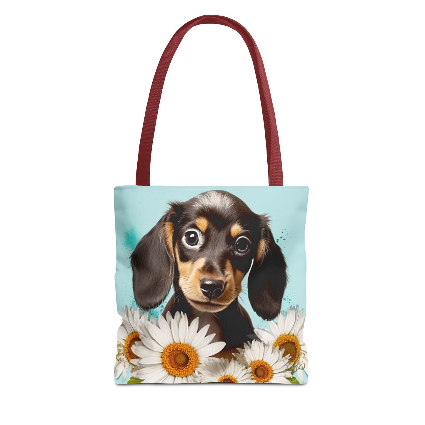 Adorable Black and Tan Dachshund Puppy Tote Bag Bright and Cheerful Weiner