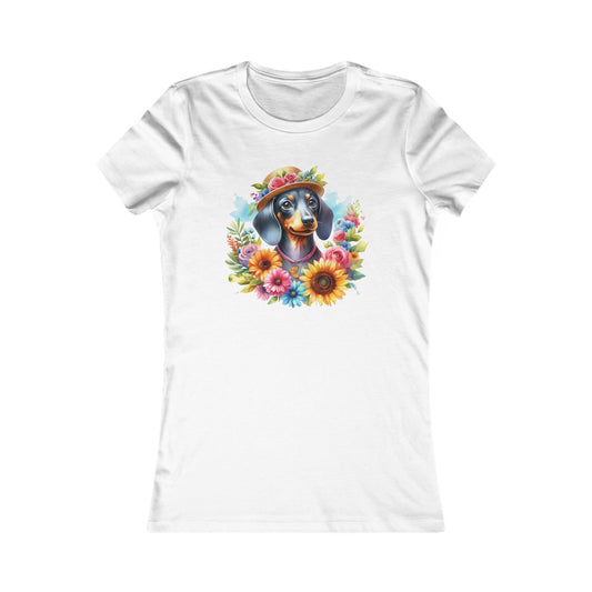 Adorable Women's Tee Floral Dachshund Spring Ready Shirt