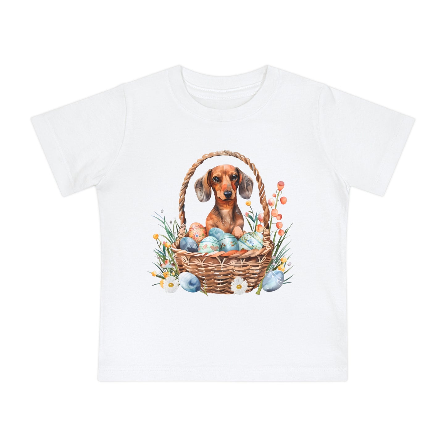 Girl Puppy Baby T-Shirt, Cute Dog Doxie Toddler Dachshund