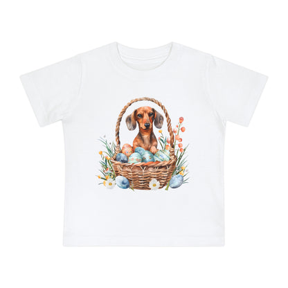 Girl Puppy Baby T-Shirt, Cute Dog Doxie Toddler Dachshund
