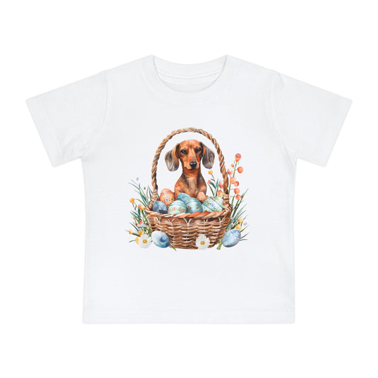 Girl Puppy Baby T-Shirt, Cute Dog Doxie Toddler Dachshund