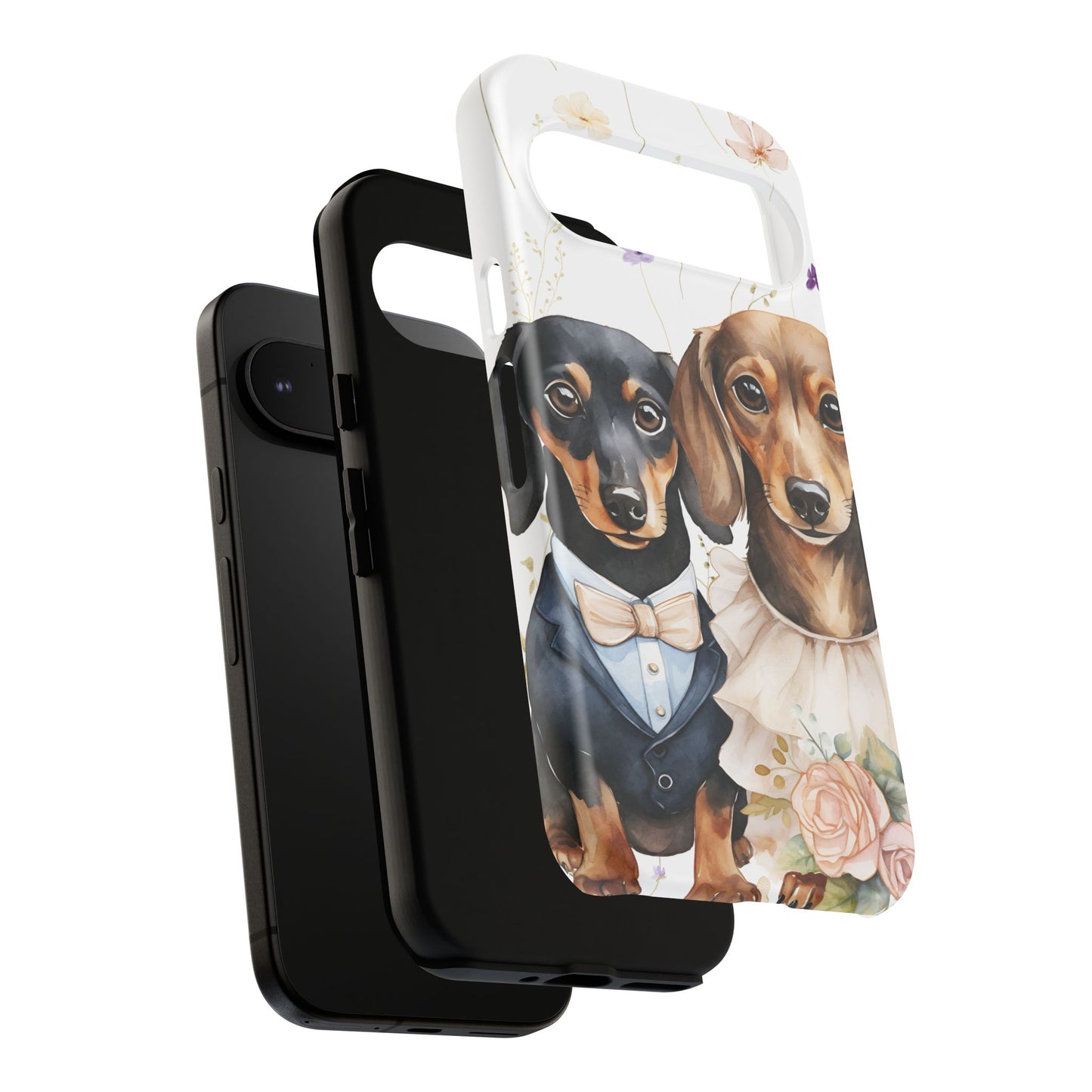 Wedding Dachshund Dog Phone Case - Bridal Gift Flower Girl Apple Pixel Galaxy