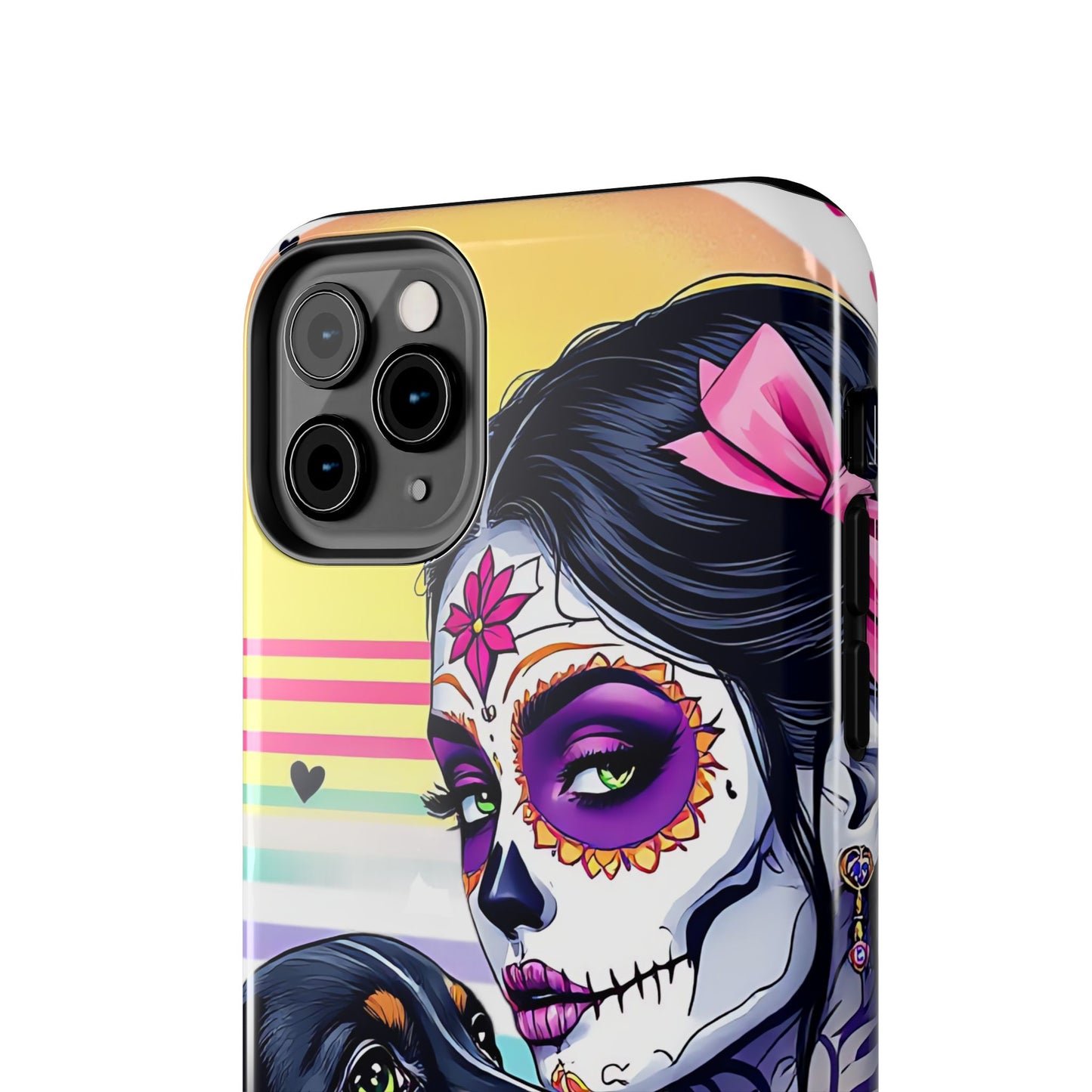 Cute Dachshund Phone Case Dog Lover Gift Tough Phone Cover Doxie Skull