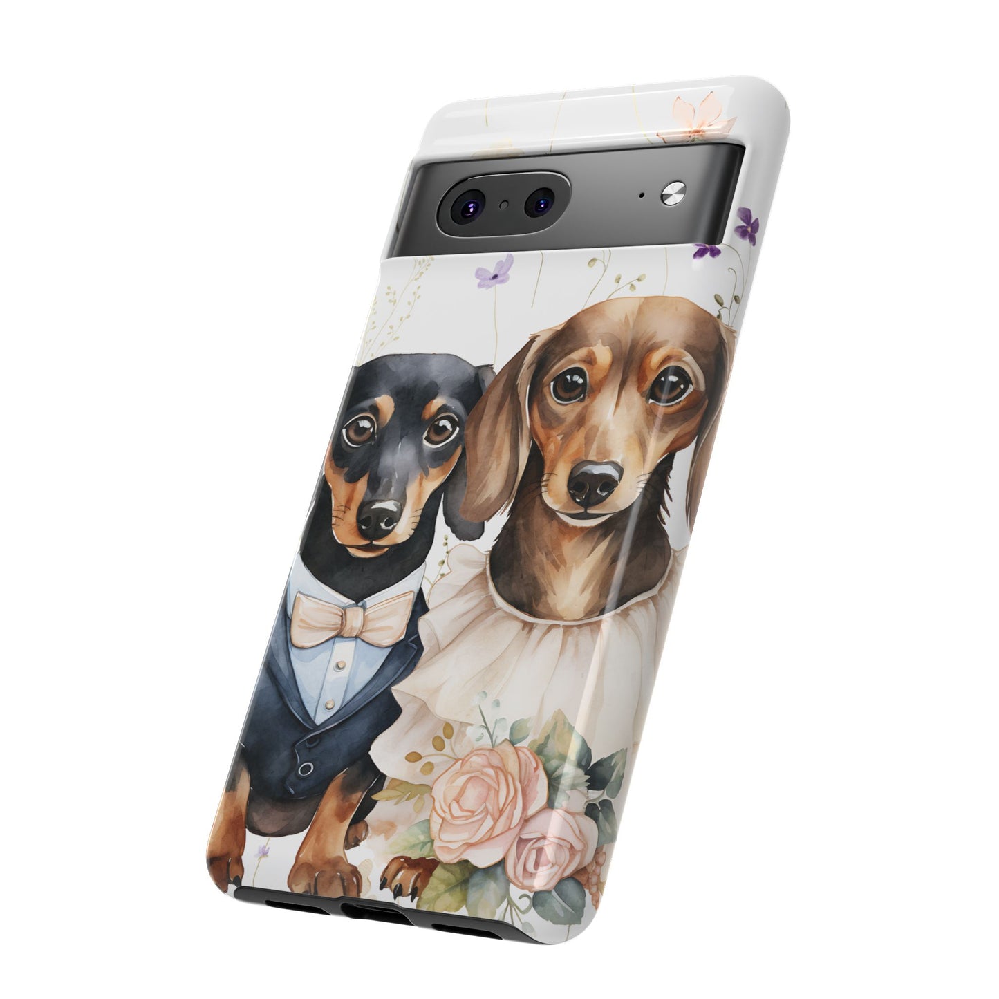 Wedding Dachshund Dog Phone Case - Bridal Gift Flower Girl Apple Pixel Galaxy