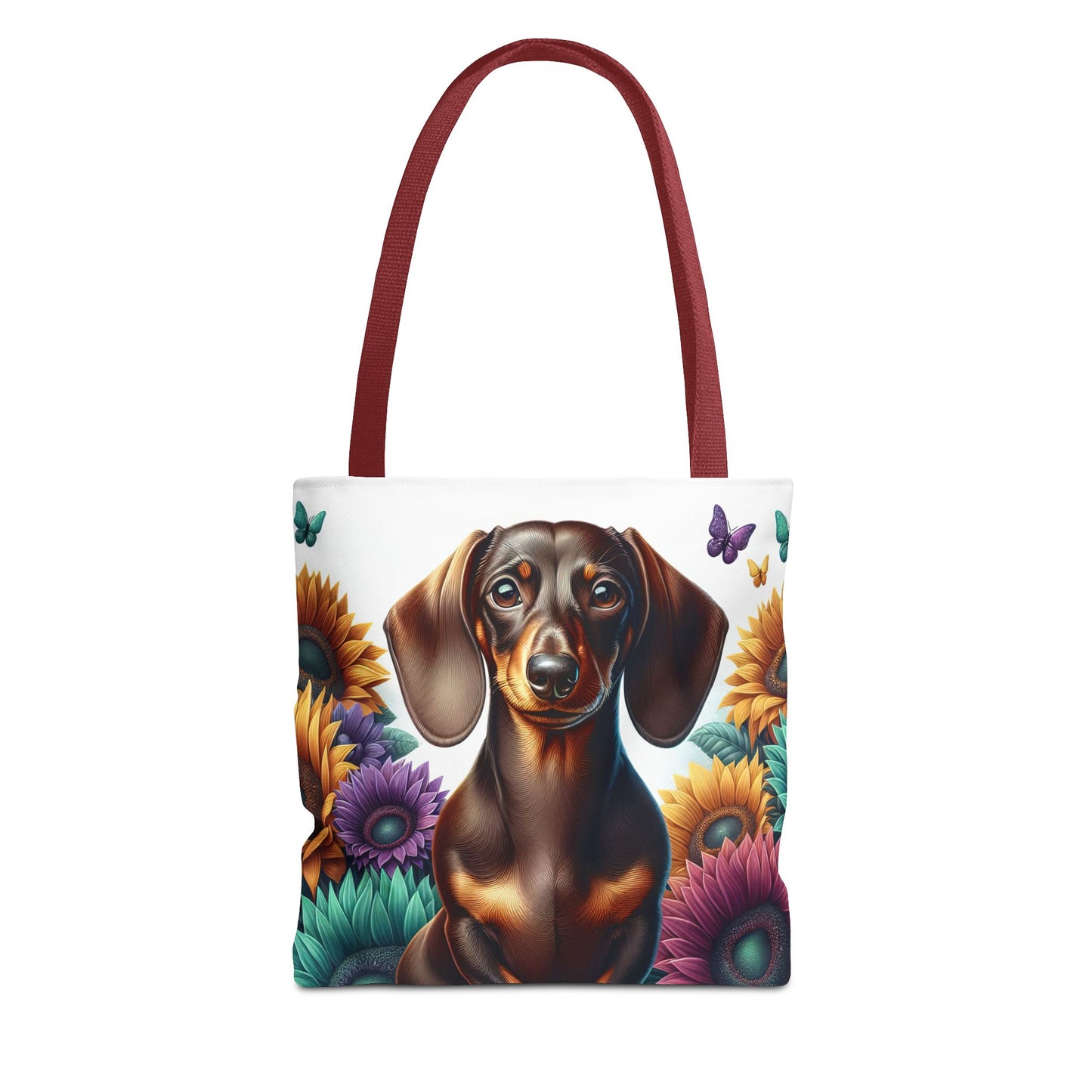 Brilliant Color Black and Tan Dachshund Puppy Tote Bag Bright and Cheerful Weiner Doxie