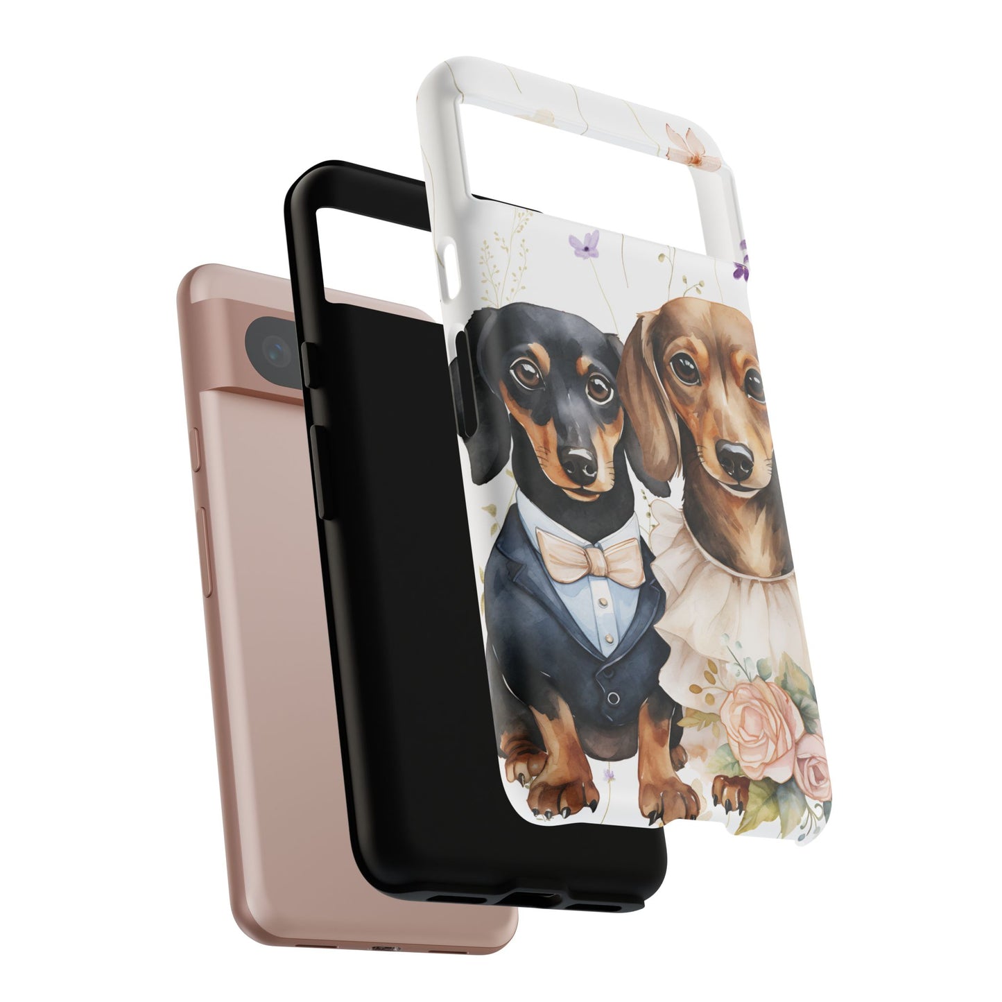 Wedding Dachshund Dog Phone Case - Bridal Gift Flower Girl Apple Pixel Galaxy
