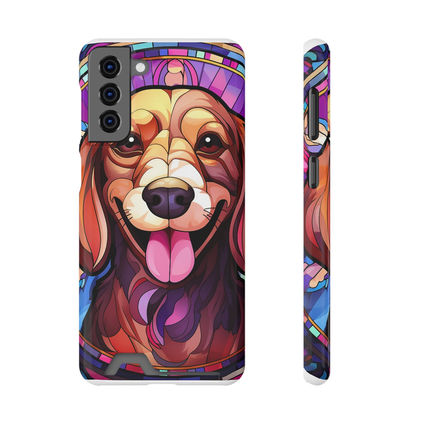 Stained Glass Dachshund Phone Case, Trendy Wallet Case for Dog Lovers, Cute Card Holder Cover