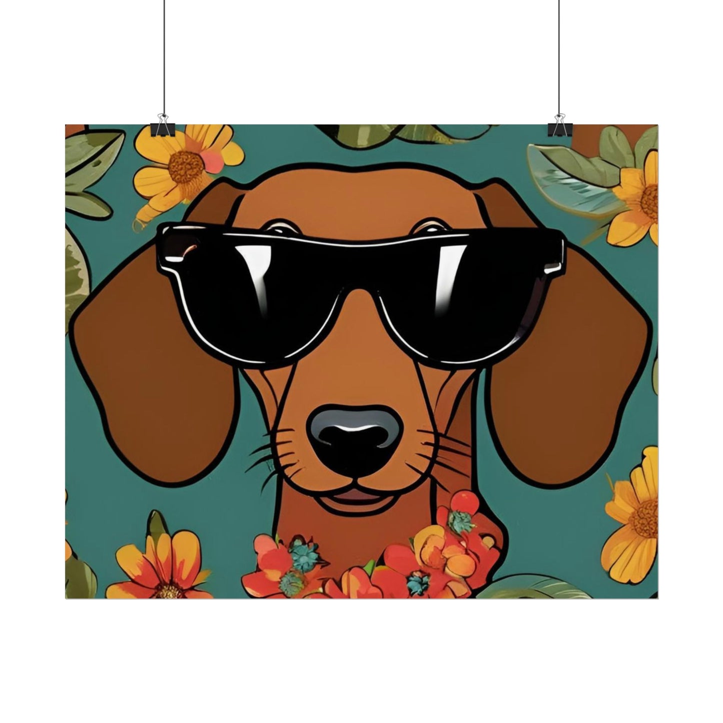 Dachshund Poster Dog Wall Art Animal Lover Game Room Decoration Weiner Dog Horizontal