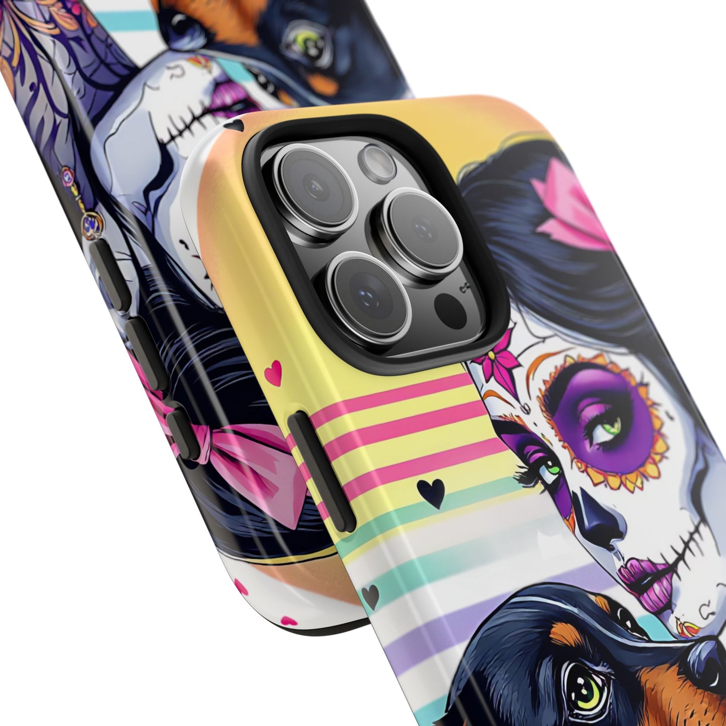 Cute Dachshund Phone Case Dog Lover Gift Tough Phone Cover Doxie Skull