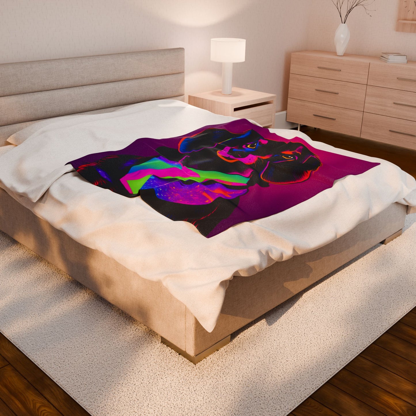 Vibrant Neon Dachshund Blanket, Cozy Throw, Dog Lover Gift, Animal Print Bedding, Weiner Dog