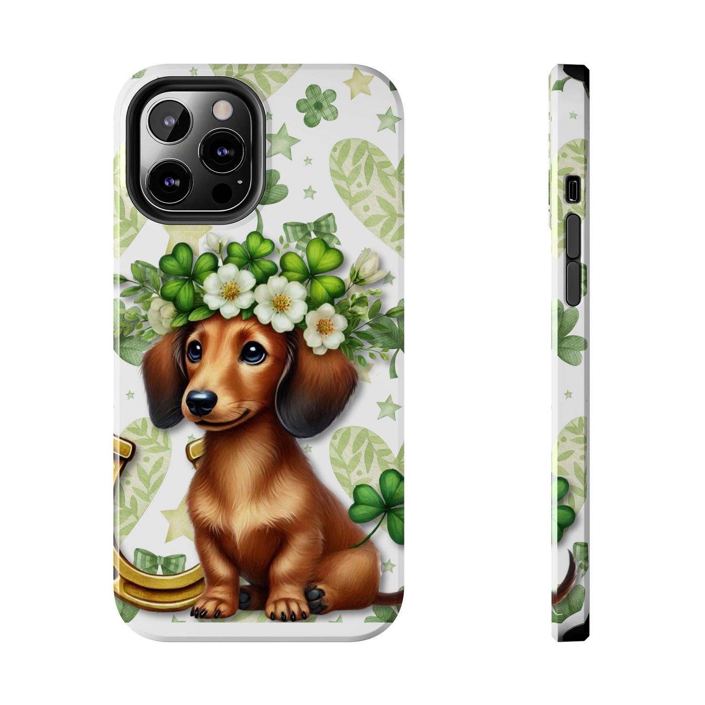 St Patricks Cute Dachshund Phone Case Dog Lover Gift Tough Phone Cover Patty