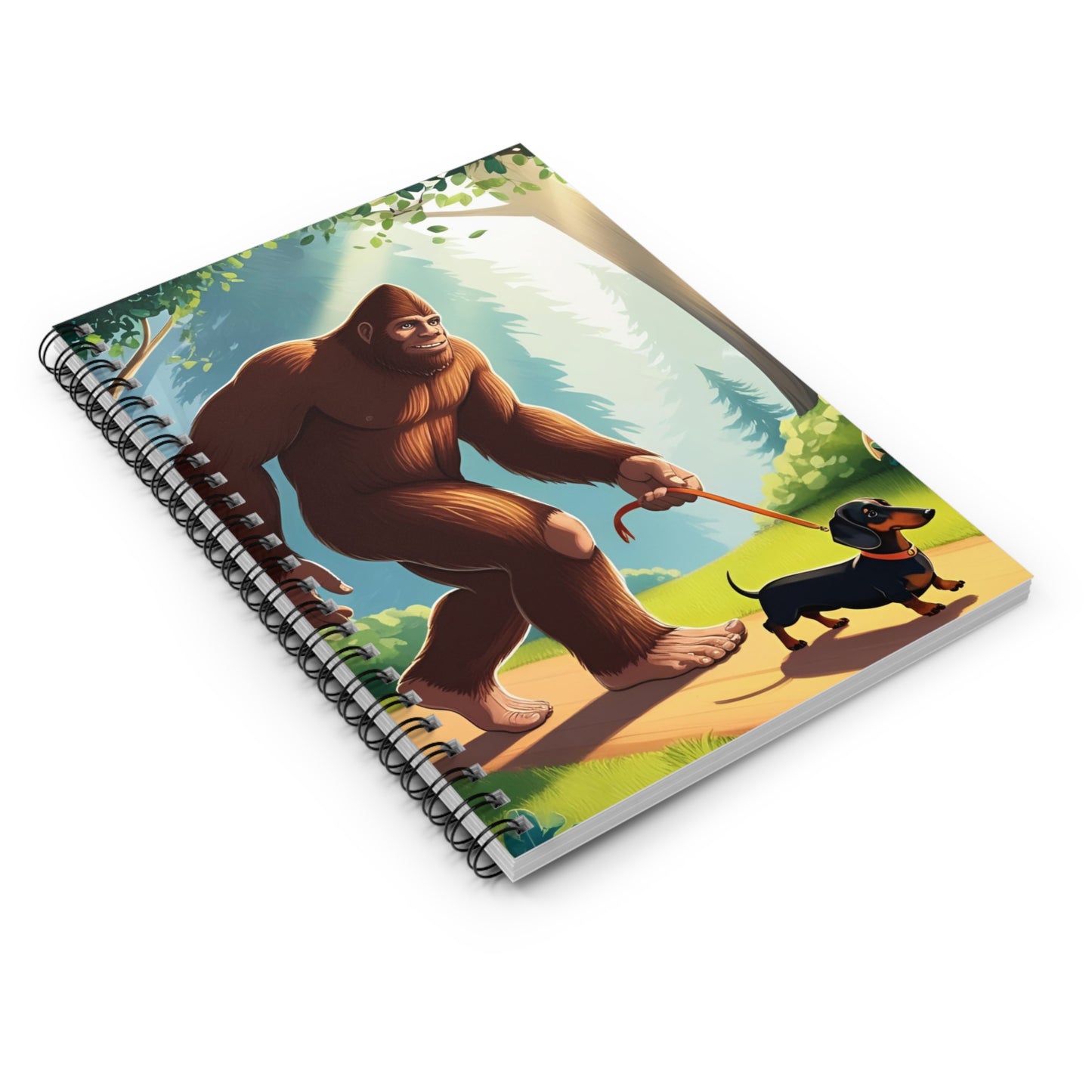 Big Foot Walking Dachshund Art Inspired Spiral Notebook Pet Journal, Dog Lover Gift