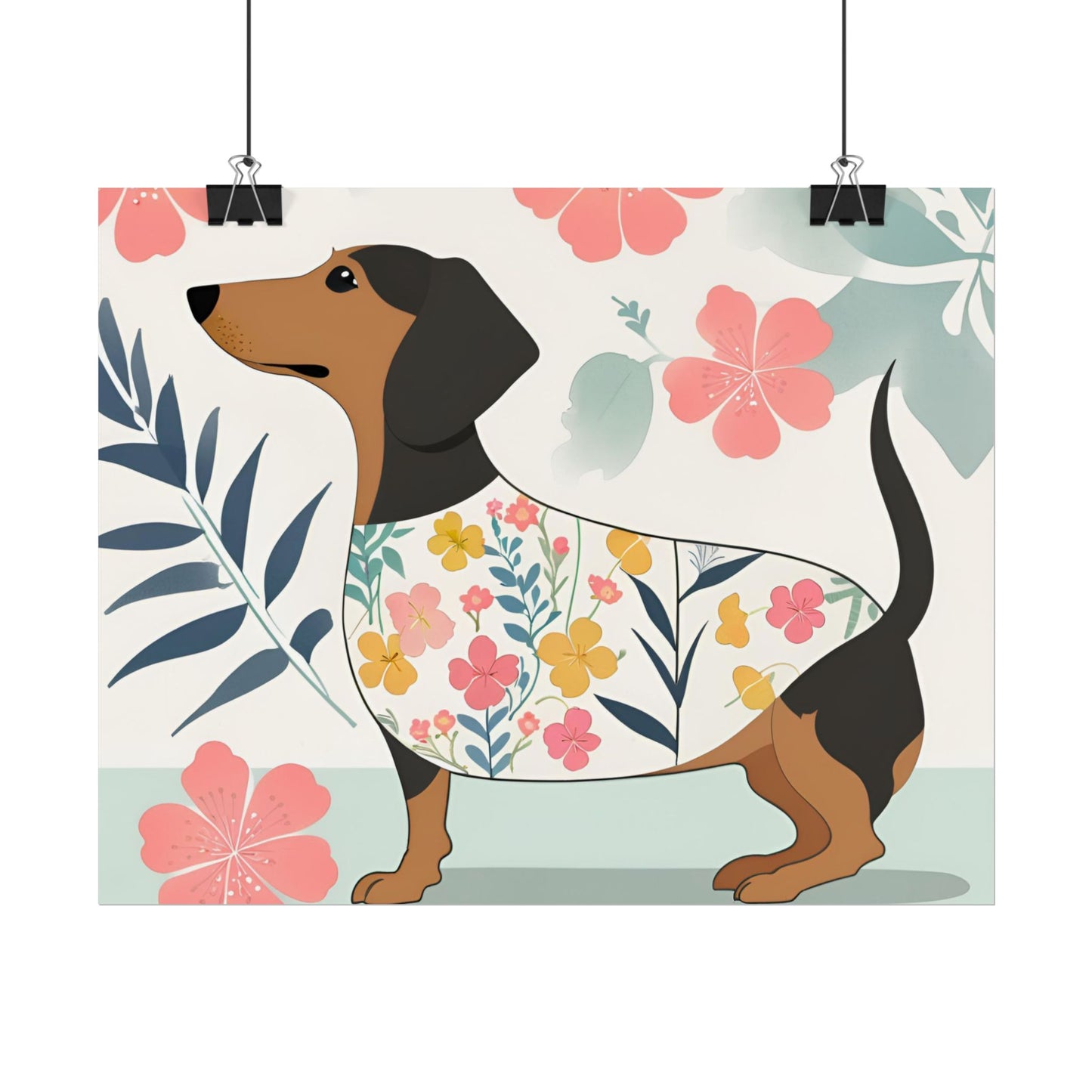 Sophisticated Dachshund Poster Dog Wall Art Animal Lover Game Room Decoration Weiner Dog Horizontal