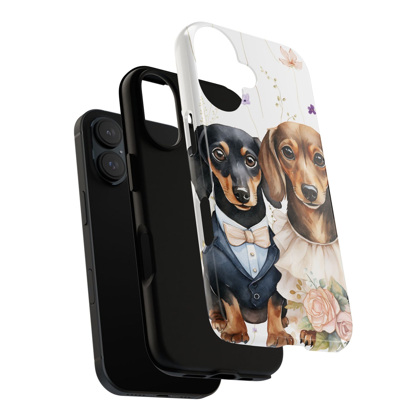 Wedding Dachshund Dog Phone Case - Bridal Gift Flower Girl Apple Pixel Galaxy