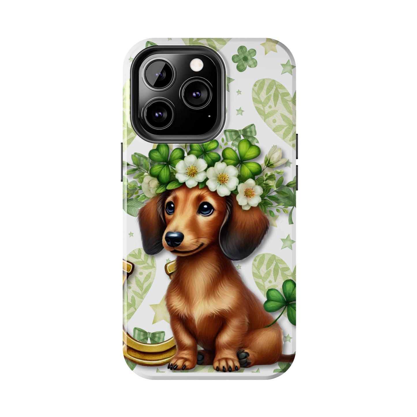 St Patricks Cute Dachshund Phone Case Dog Lover Gift Tough Phone Cover Patty