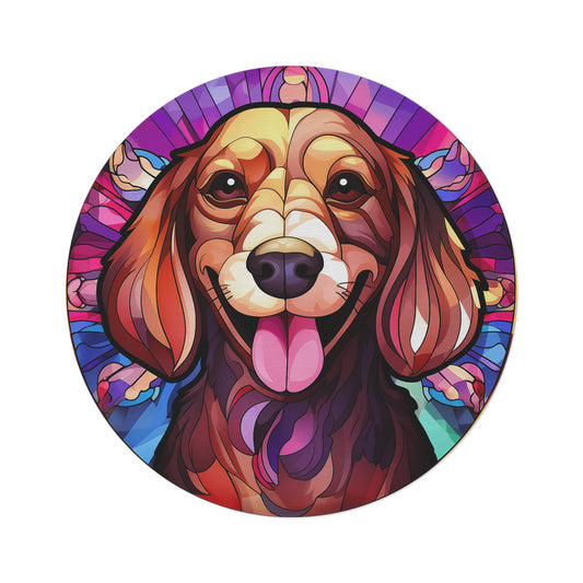 Dachshund Print Round Rug, Home Decor, Living Room Rug, Dorm Room Rug, Dog Lover Gift, Vibrant Floor Mat