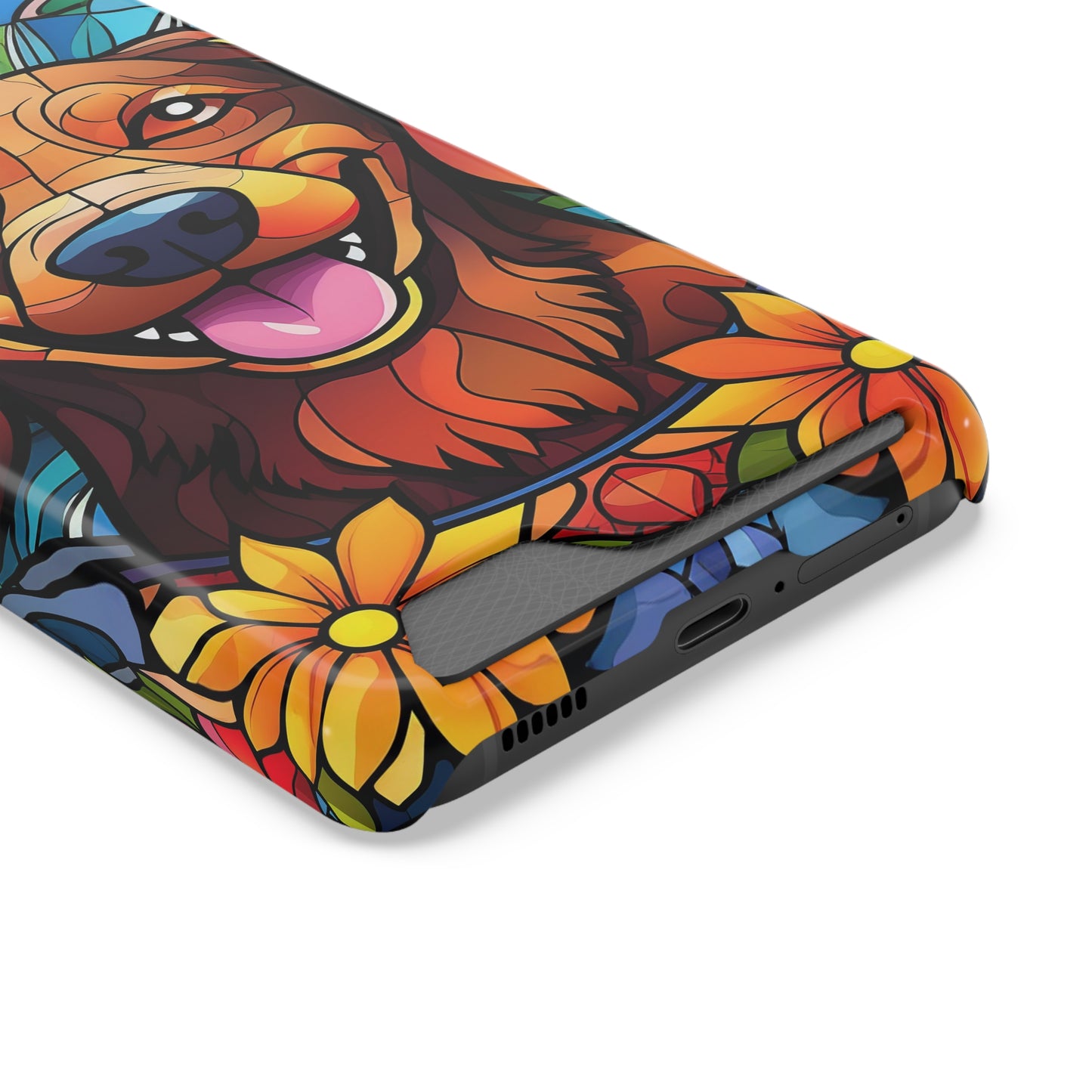 Stained Glass Dachshund Phone Case, Trendy Wallet Case for Dog Lovers, Cute Card Holder Cover