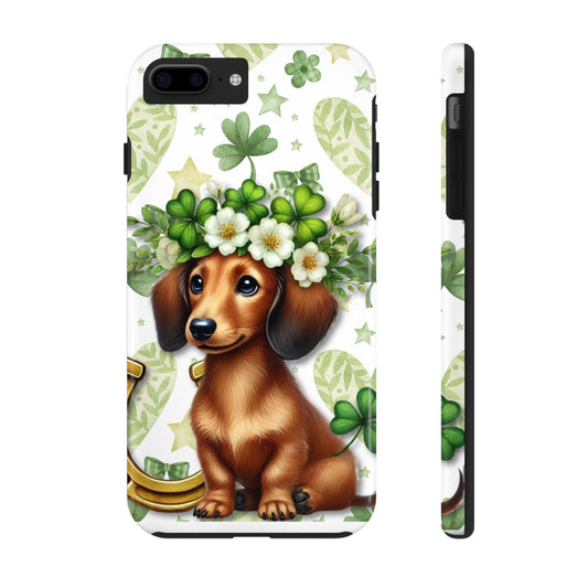 St Patricks Cute Dachshund Phone Case Dog Lover Gift Tough Phone Cover Patty