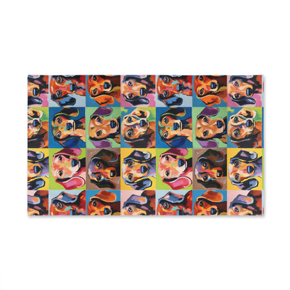 Dachshund Patterned Hand Towel, Cute Pet Bathroom Decor, Weiner Dog Tea Towel, Animal Lover Gift