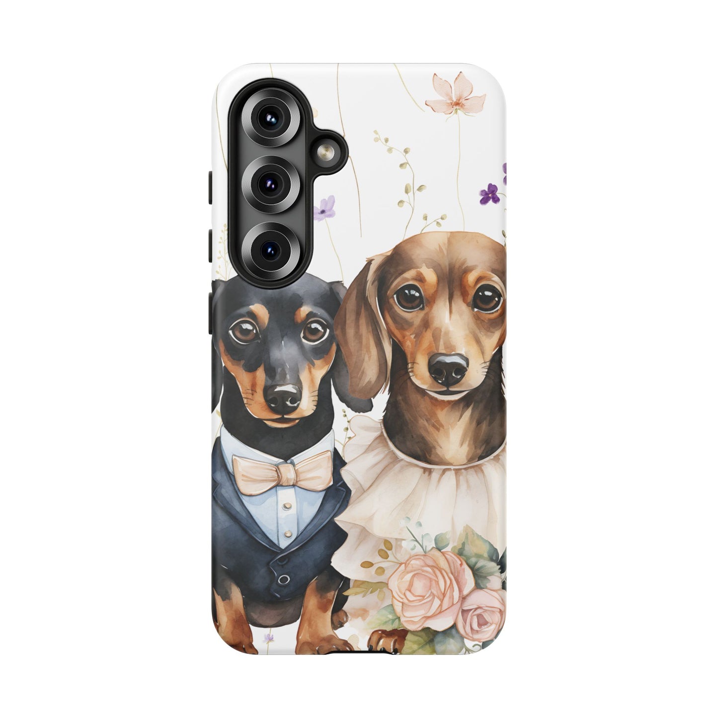 Wedding Dachshund Dog Phone Case - Bridal Gift Flower Girl Apple Pixel Galaxy