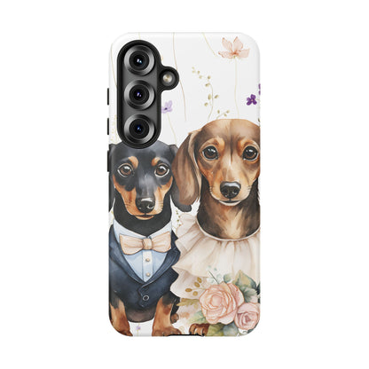 Wedding Dachshund Dog Phone Case - Bridal Gift Flower Girl Apple Pixel Galaxy