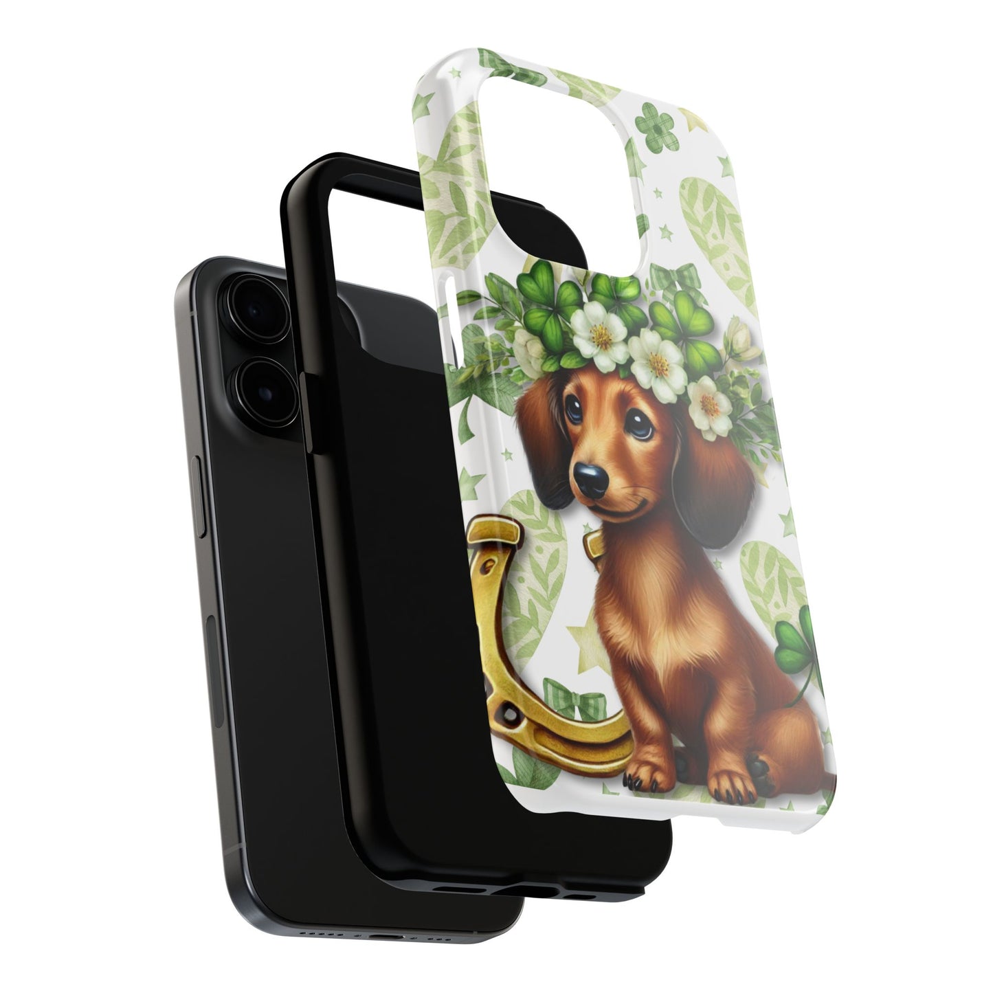 St Patricks Cute Dachshund Phone Case Dog Lover Gift Tough Phone Cover Patty