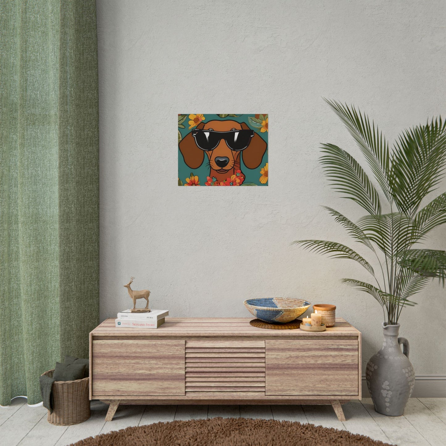 Dachshund Poster Dog Wall Art Animal Lover Game Room Decoration Weiner Dog Horizontal