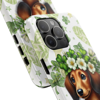 St Patricks Cute Dachshund Phone Case Dog Lover Gift Tough Phone Cover Patty