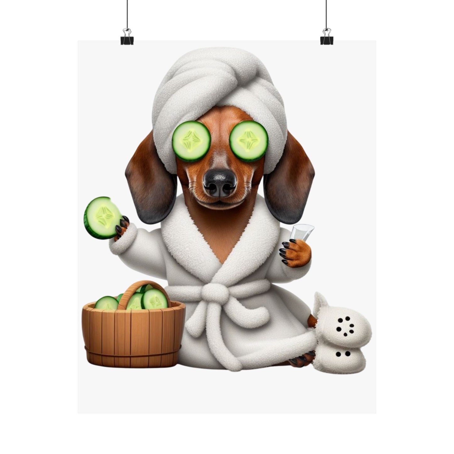 Weiner Dog in a Bathrobe Matte Vertical Posters Dachshund Weiner Dog