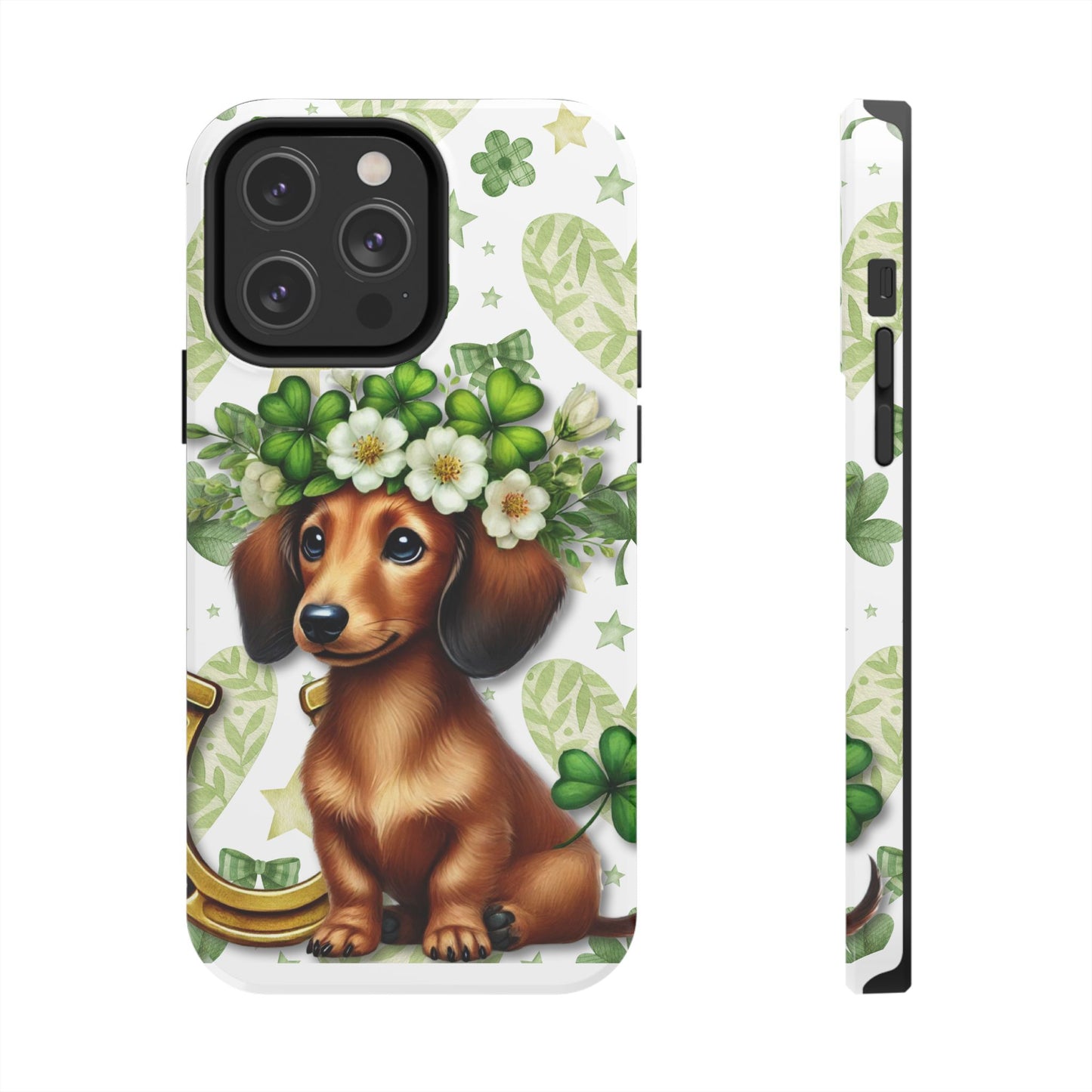St Patricks Cute Dachshund Phone Case Dog Lover Gift Tough Phone Cover Patty