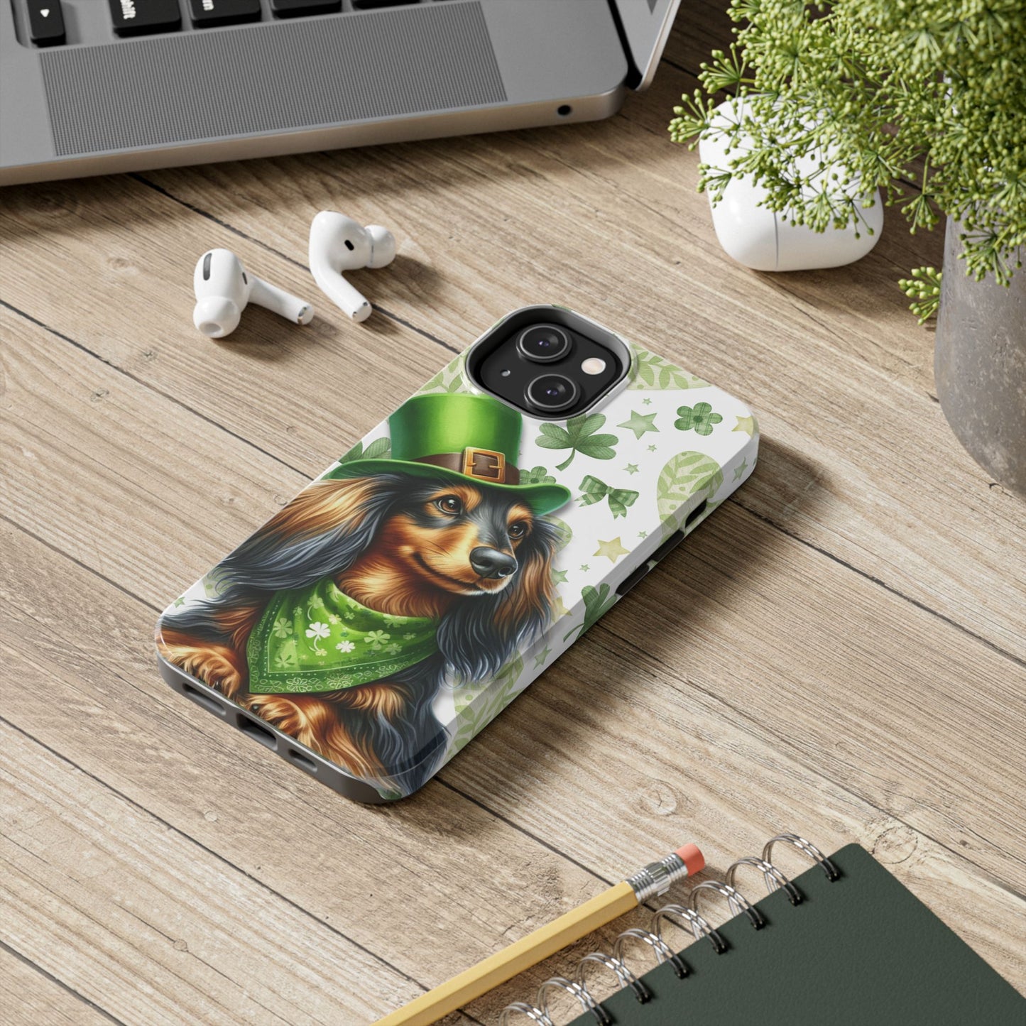 St Patricks Cute Dachshund Phone Case Dog Lover Gift Tough Phone Cover Patty