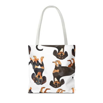 Black and Tan Dachshund Puppy Tote Bag Bright and Cheerful Weiner Doxie Patterned